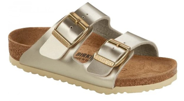 Birkenstock Arizona Metallic Gold Birko Flor (Narrow) – Little Big