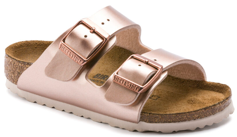 Birkenstock Arizona Metallic Copper Birko Flor Narrow Little